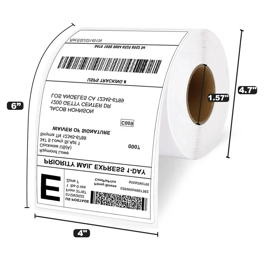 Strong Adhesive Shipping Express Sticker Direct Thermal Label Roll 4 X 6 Thermal Label 4 X 6 Thermal Label Paper Roll